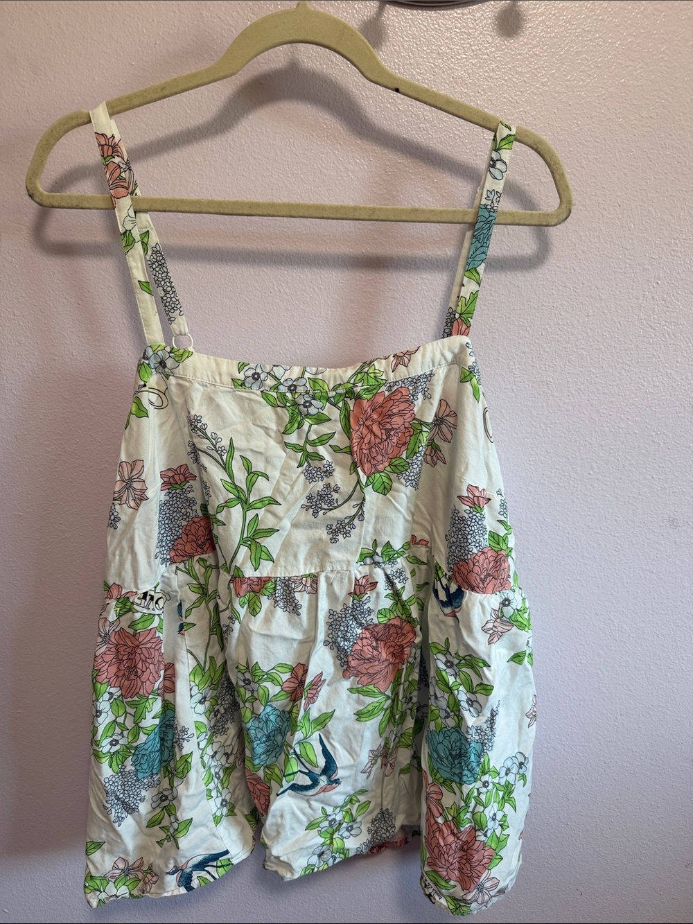 torrid White Floral Spaghetti Strap Camisole with Pink & Green